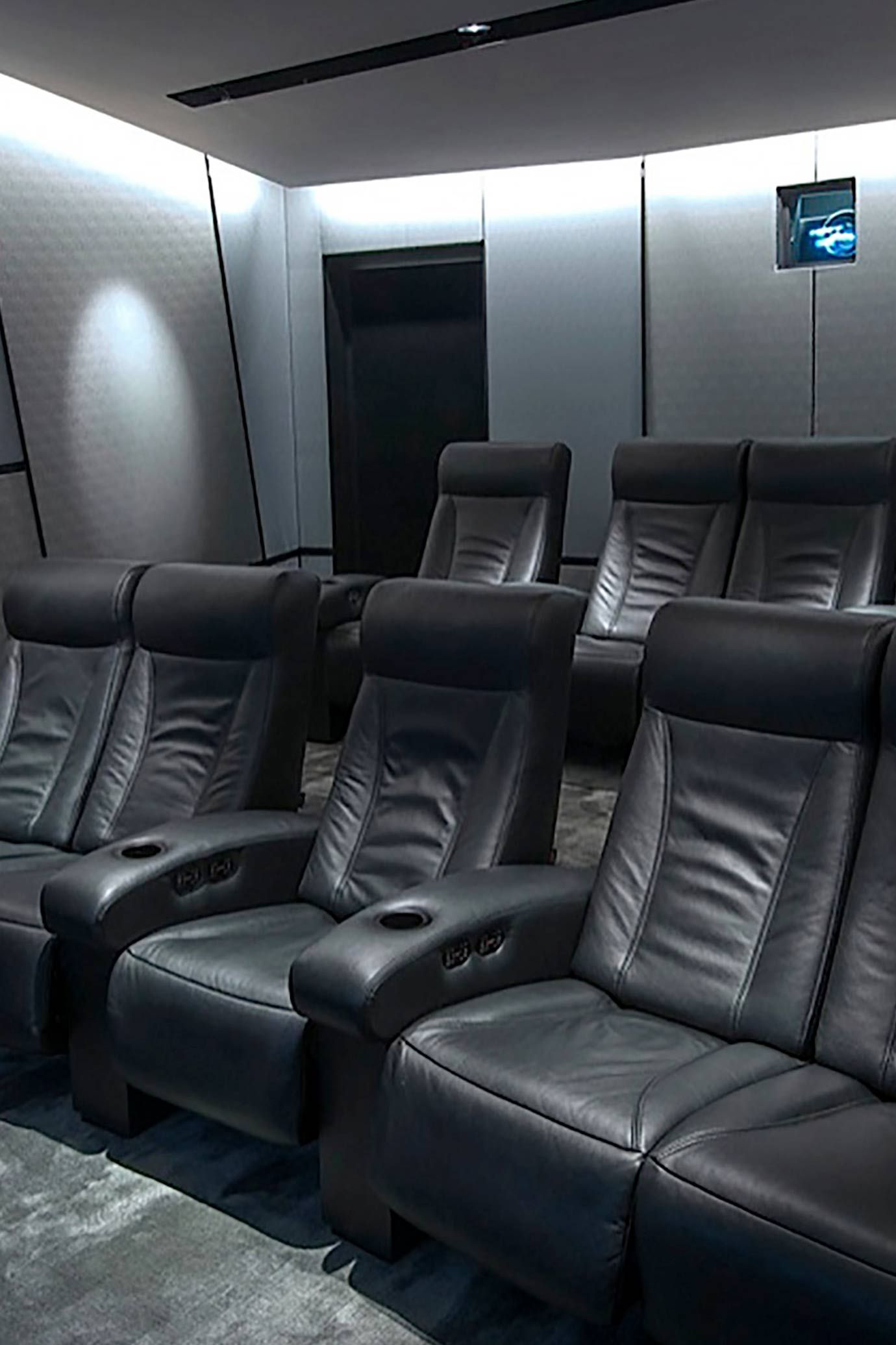 Black theater seating in a home theater